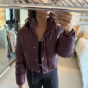 Vigoss Vegan Leather Maroon Mini Puffer, Size Medium